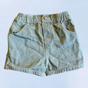 Little Rebels Khaki Olive Green Contrast Stitch 100% Cotton Denim Shorts 18M